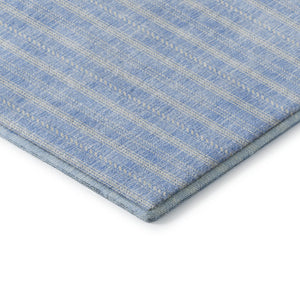 HomeRoots 5' X 8' Sky Blue & Ivory Striped Area Rug – Durable, Washable, UV Protected for High-Traffic Spaces 673881