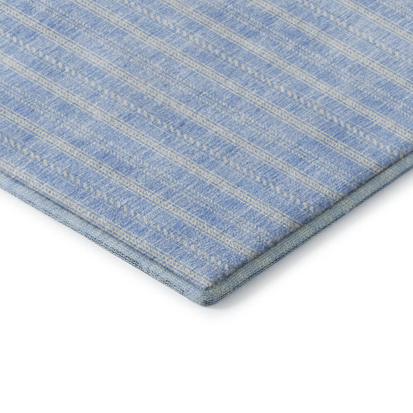 HomeRoots 5' X 8' Sky Blue & Ivory Striped Area Rug – Durable, Washable, UV Protected for High-Traffic Spaces 673881