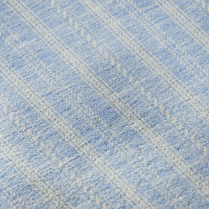 HomeRoots 5' X 8' Sky Blue & Ivory Striped Area Rug – Durable, Washable, UV Protected for High-Traffic Spaces 673881