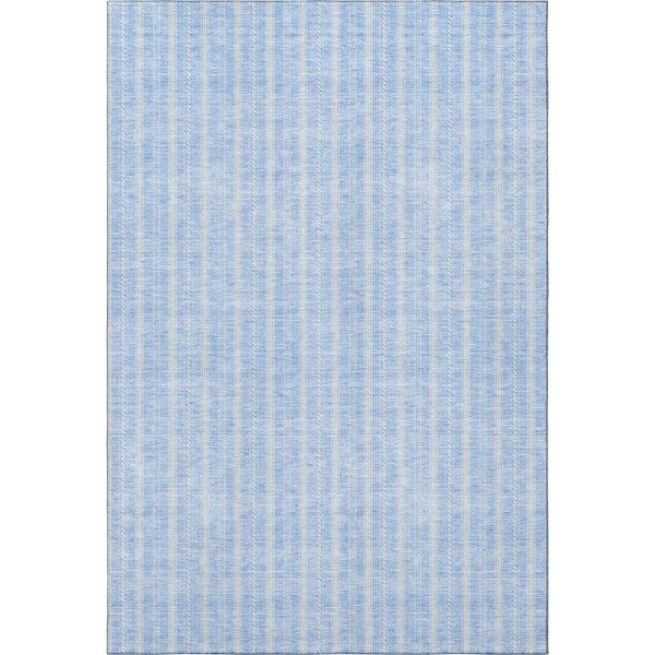 HomeRoots 5' X 8' Sky Blue & Ivory Striped Area Rug – Durable, Washable, UV Protected for High-Traffic Spaces 673881