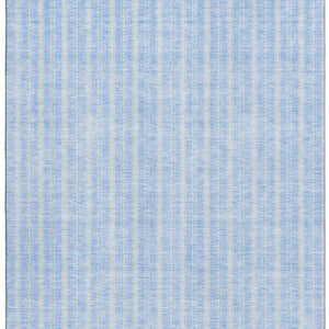 HomeRoots 8' X 10' Sky Blue & Ivory Striped Washable Area Rug with UV Protection for Coastal Style & Durability 673883