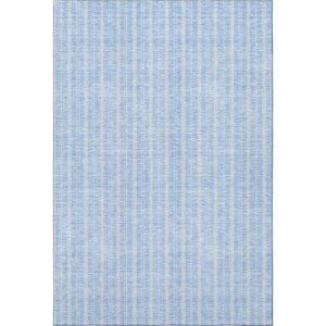 HomeRoots 8' X 10' Sky Blue & Ivory Striped Washable Area Rug with UV Protection for Coastal Style & Durability 673883