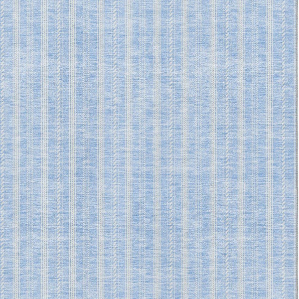 HomeRoots 9' X 12' Sky Blue & Ivory Striped Area Rug - Washable, UV-Protected, Stylish for Homes & Pets 673884