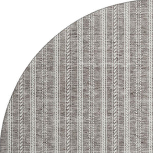 HomeRoots 8' Washable Round Rug with Taupe and Ivory Stripes – UV Protection, Durable, Stylish for Any Space 673888