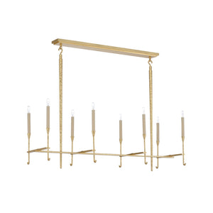 Wildwood Diego Hand-Hammered Gold Leaf Chandelier With 8 Candle Lights — Luxe Steel Frame For Dining Rooms 67389