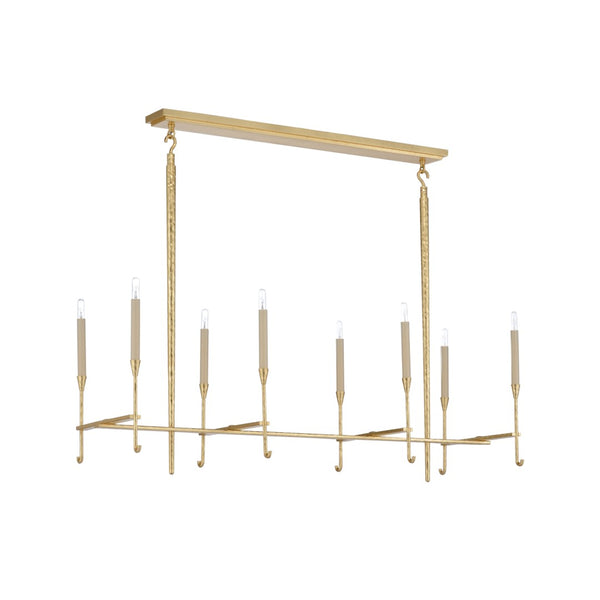 Wildwood Diego Hand-Hammered Gold Leaf Chandelier With 8 Candle Lights — Luxe Steel Frame For Dining Rooms 67389