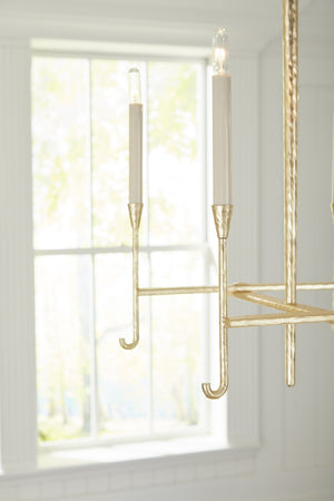 Wildwood Diego Hand-Hammered Gold Leaf Chandelier With 8 Candle Lights — Luxe Steel Frame For Dining Rooms 67389