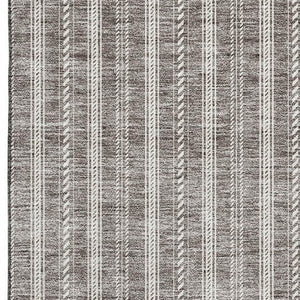 HomeRoots 9' X 12' Washable Taupe and Ivory Striped Area Rug with UV Protection for Family-Friendly Homes 673890
