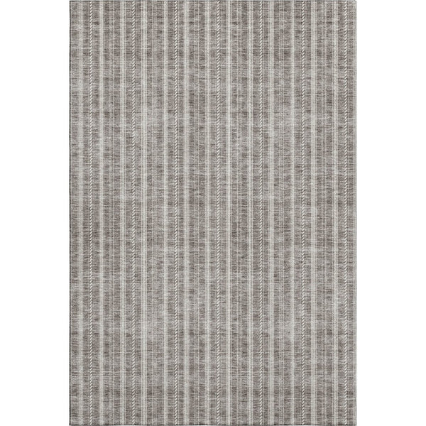 HomeRoots 10' X 14' Taupe and Ivory Striped Area Rug - Washable, UV-Protected, Durable Design for Busy Homes 673891