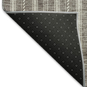 HomeRoots 10' X 14' Taupe and Ivory Striped Area Rug - Washable, UV-Protected, Durable Design for Busy Homes 673891
