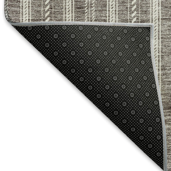 HomeRoots 10' X 14' Taupe and Ivory Striped Area Rug - Washable, UV-Protected, Durable Design for Busy Homes 673891