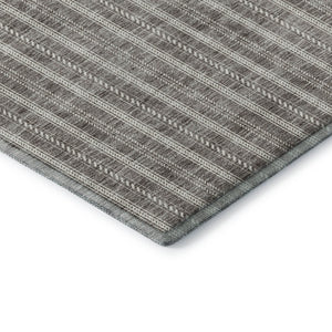 HomeRoots 10' X 14' Taupe and Ivory Striped Area Rug - Washable, UV-Protected, Durable Design for Busy Homes 673891