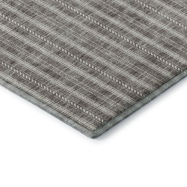 HomeRoots 10' X 14' Taupe and Ivory Striped Area Rug - Washable, UV-Protected, Durable Design for Busy Homes 673891