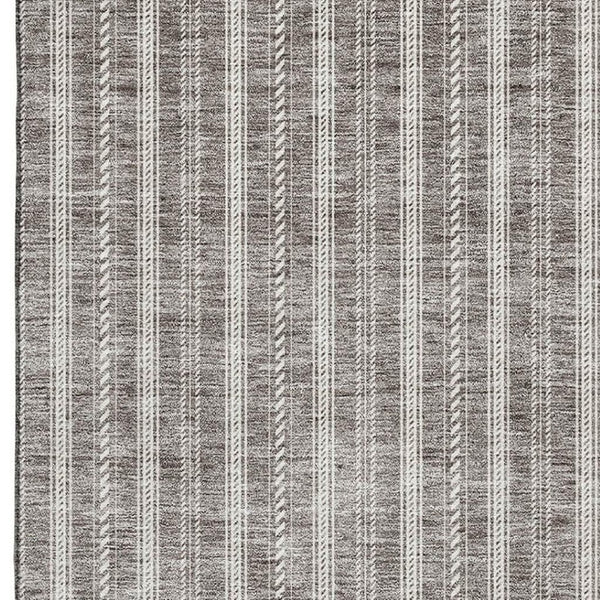 HomeRoots 10' X 14' Taupe and Ivory Striped Area Rug - Washable, UV-Protected, Durable Design for Busy Homes 673891