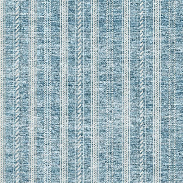HomeRoots 5' X 8' Teal And Ivory Striped Area Rug - Washable, Stain-Resistant, UV Protected for Modern Homes 673893