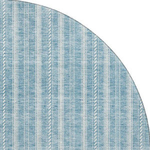 HomeRoots 8' Teal and Ivory Striped Round Rug - Washable, UV-Protected, Durable for Homes with Kids & Pets 673894
