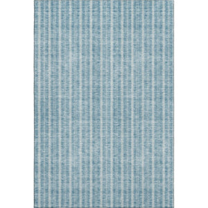 HomeRoots 8' X 10' Teal and Ivory Striped Area Rug - Washable, UV-Protected, Durable for Kids and Pets! 673895
