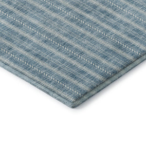 HomeRoots 8' X 10' Teal and Ivory Striped Area Rug - Washable, UV-Protected, Durable for Kids and Pets! 673895