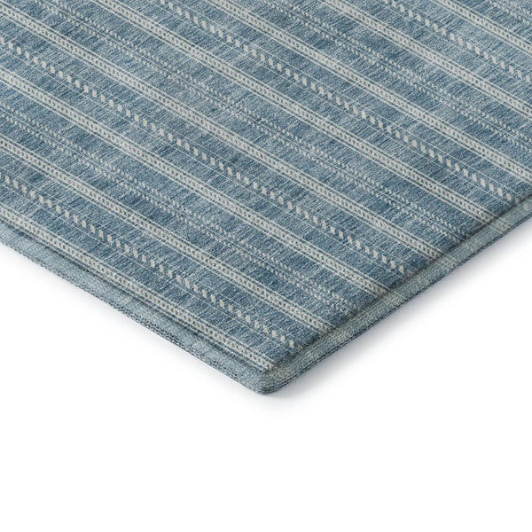 HomeRoots 8' X 10' Teal and Ivory Striped Area Rug - Washable, UV-Protected, Durable for Kids and Pets! 673895