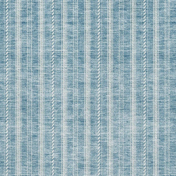 HomeRoots 8' X 10' Teal and Ivory Striped Area Rug - Washable, UV-Protected, Durable for Kids and Pets! 673895