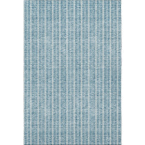 HomeRoots 8' X 10' Teal and Ivory Striped Area Rug - Washable, UV-Protected, Durable for Kids and Pets! 673895