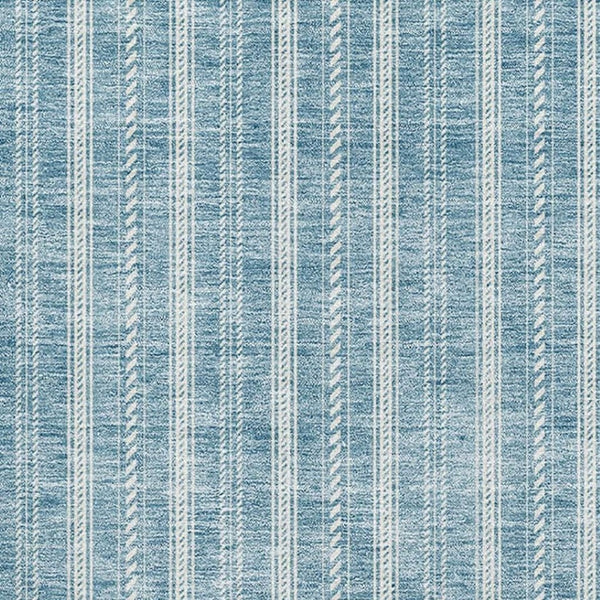 HomeRoots 9' X 12' Teal and Ivory Striped Area Rug - Washable, UV Protected, Stain Resistant for Everyday Use 673896