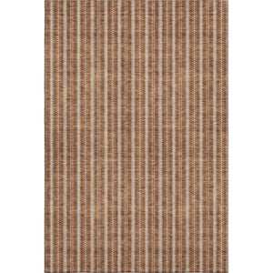 HomeRoots 5' X 8' Striped Washable Area Rug in Terra Cotta & Beige - Durable, UV-Protected, Easy Care Design 673899