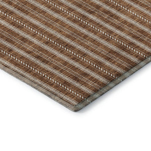HomeRoots 5' X 8' Striped Washable Area Rug in Terra Cotta & Beige - Durable, UV-Protected, Easy Care Design 673899