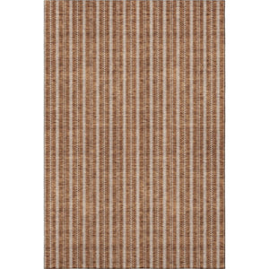 HomeRoots 5' X 8' Striped Washable Area Rug in Terra Cotta & Beige - Durable, UV-Protected, Easy Care Design 673899