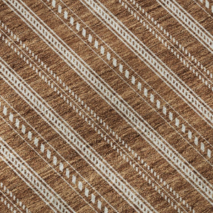 HomeRoots 8' X 10' Terra Cotta & Beige Striped Area Rug – Washable, UV Protected, Durable for Homes with Pets 673901