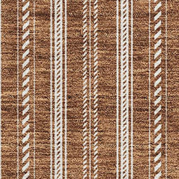 HomeRoots 8' X 10' Terra Cotta & Beige Striped Area Rug – Washable, UV Protected, Durable for Homes with Pets 673901