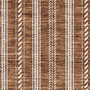 HomeRoots 9' X 12' Stylish Terra Cotta & Beige Striped Washable Area Rug with UV Protection for Any Space 673902