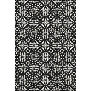 HomeRoots 8' X 10' Black And Ivory Floral Area Rug - Stylish, Washable, UV-Protected for High-Traffic Spaces 673907