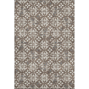 HomeRoots 5' X 8' Brown and Ivory Floral Area Rug – Washable, Stain-Resistant, UV Protected for Everyday Elegance 673911