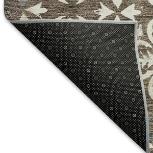 HomeRoots 5' X 8' Brown and Ivory Floral Area Rug – Washable, Stain-Resistant, UV Protected for Everyday Elegance 673911
