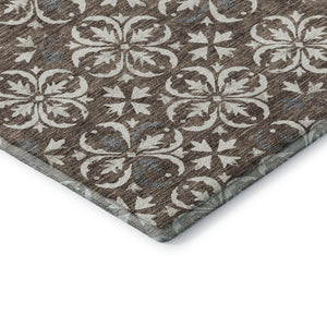 HomeRoots 5' X 8' Brown and Ivory Floral Area Rug – Washable, Stain-Resistant, UV Protected for Everyday Elegance 673911
