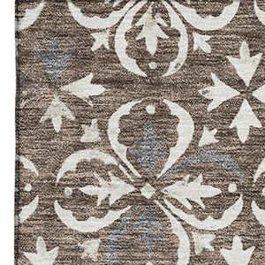 HomeRoots 5' X 8' Brown and Ivory Floral Area Rug – Washable, Stain-Resistant, UV Protected for Everyday Elegance 673911