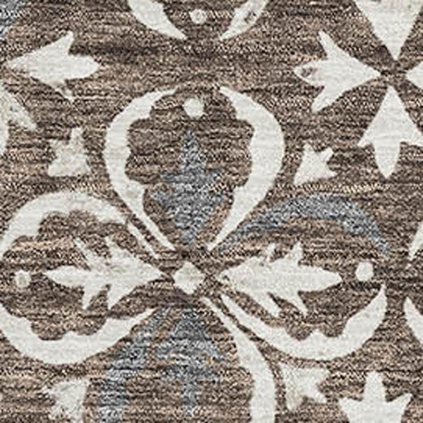 HomeRoots 10' Brown and Ivory Floral Washable Area Rug - Stylish, UV Protected, Perfect for High-Traffic Spaces! 673915