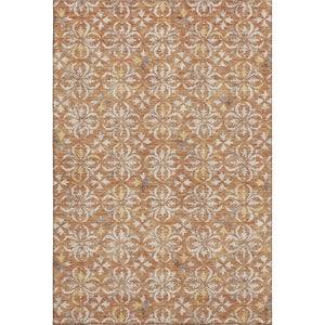 HomeRoots 8' X 10' Copper & Beige Floral Washable Area Rug - Durable, UV-Protected, Perfect for High-Traffic Spaces! 673919