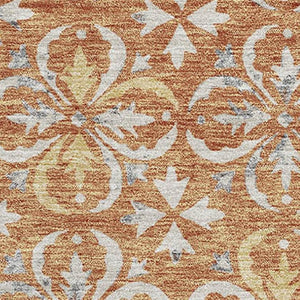 HomeRoots 8' X 10' Copper & Beige Floral Washable Area Rug - Durable, UV-Protected, Perfect for High-Traffic Spaces! 673919
