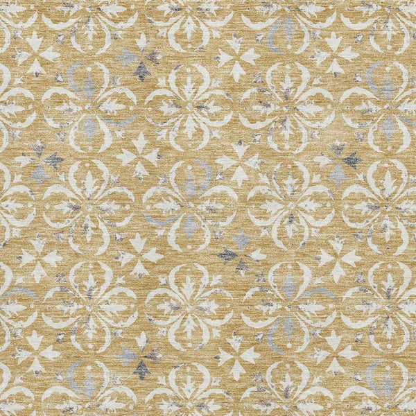 HomeRoots 5' X 8' Elegant Gold and Gray Floral Area Rug - Durable, Washable with UV Protection for Home Style 673923