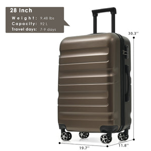 English Elm 28 Inch Hardshell Abs Checked Suitcase with Spinner Wheels and Built-in Lock for Travel N730P323462G