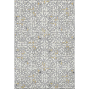 HomeRoots 5' X 8' Gray And Ivory Floral Area Rug - Washable, UV Protected, Durable for High-Traffic Homes 673929