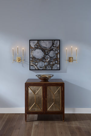 Wildwood Diego Hammered Gold Leaf Sconce — 3-Candle Electrified Wall Light, Transitional Sculptural Accent (21) 67393