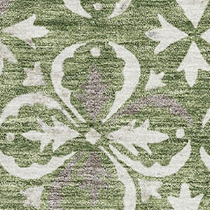HomeRoots 5' X 8' Green And Ivory Floral Area Rug – Washable, Stain Resistant, UV Protected for Busy Homes 673935