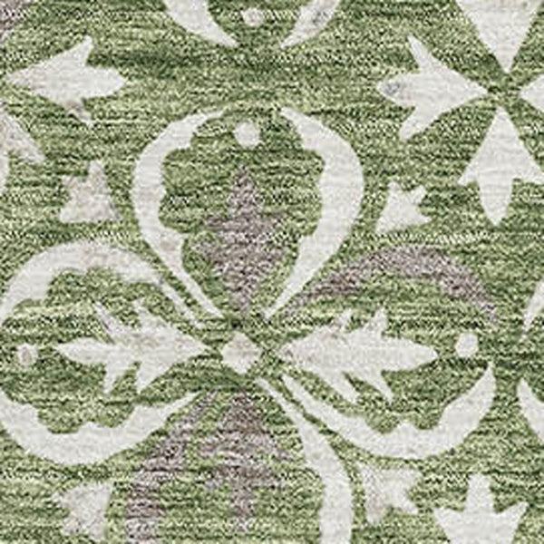 HomeRoots 5' X 8' Green And Ivory Floral Area Rug – Washable, Stain Resistant, UV Protected for Busy Homes 673935