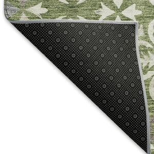 HomeRoots 8' X 10' Green and Ivory Floral Area Rug - Washable, UV-Protected, Stain-Resistant for Any Space 673937