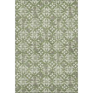HomeRoots 8' X 10' Green and Ivory Floral Area Rug - Washable, UV-Protected, Stain-Resistant for Any Space 673937
