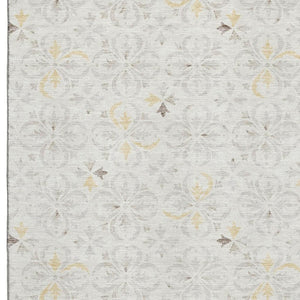 HomeRoots 5' X 8' Ivory and Beige Floral Washable Area Rug - Durable, UV-Protected, Stain-Resistant Design 673941