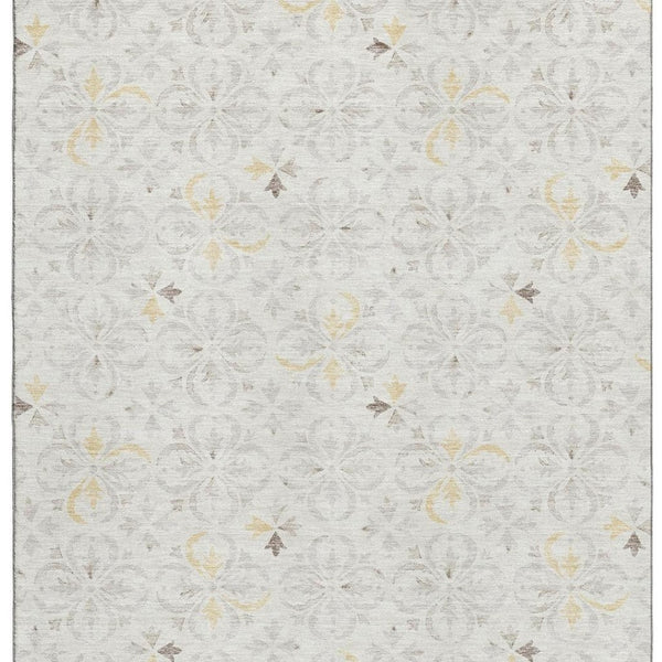 HomeRoots 8' X 10' Ivory and Beige Floral Washable Area Rug - Durable, UV Protected, Perfect for High-Traffic Homes 673943